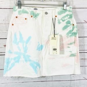 Levi's High Rise Deconstructed Skirt Tie Dye Sz 31